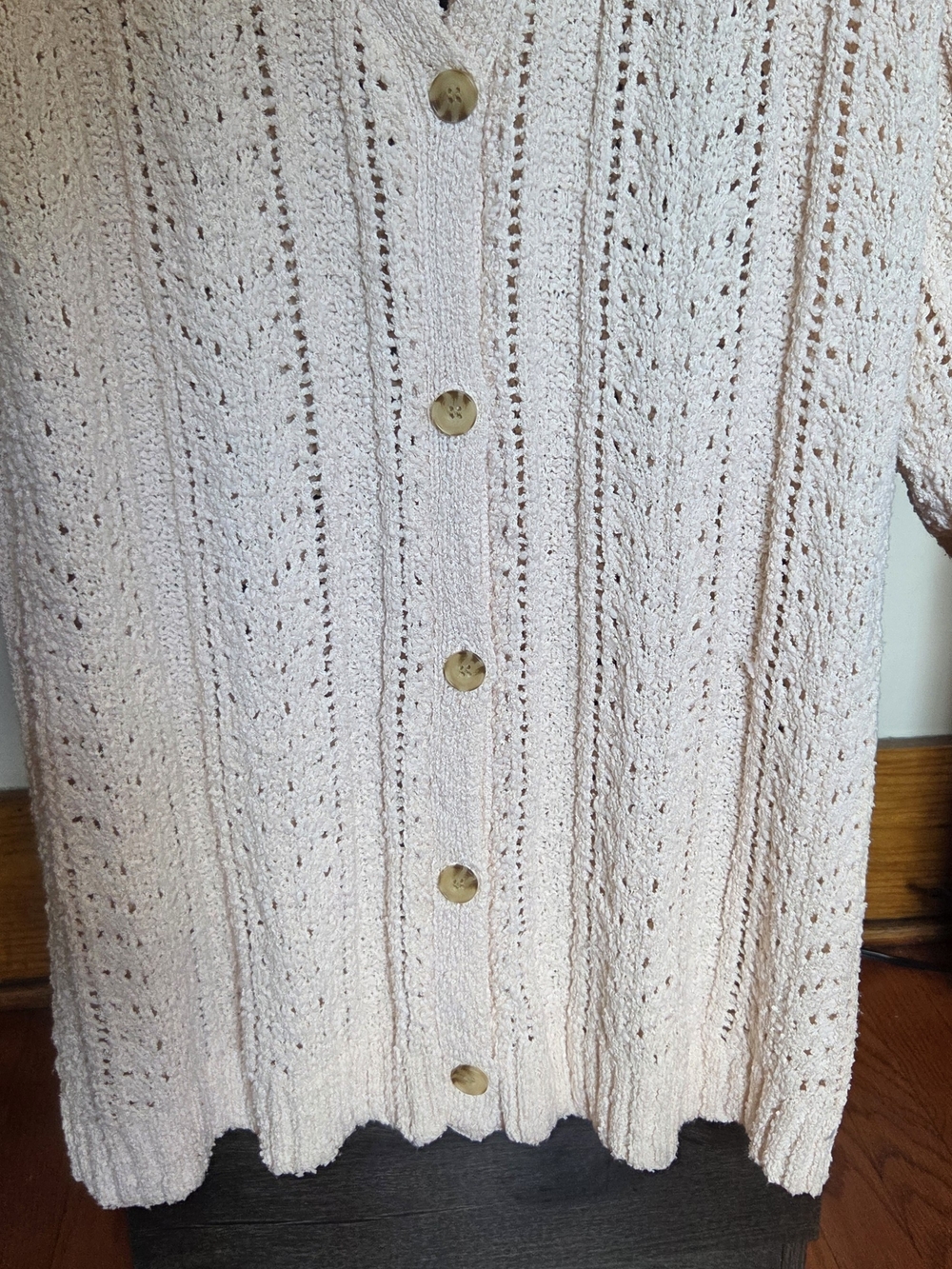 LC Lauren Conrad Open-Knit Button Cardigan in Cream - Picture 5 of 7